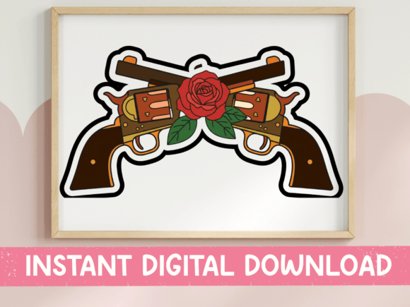 A Bold T-Shirt Graphic: The Crossed Pistols & Rose Design