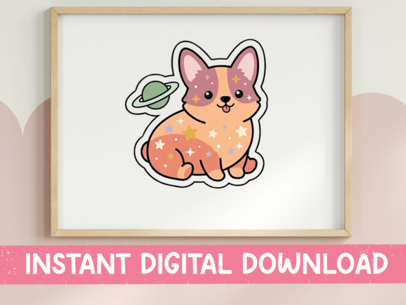 A Celestial Corgi for T-Shirt Graphics and Branding Accents