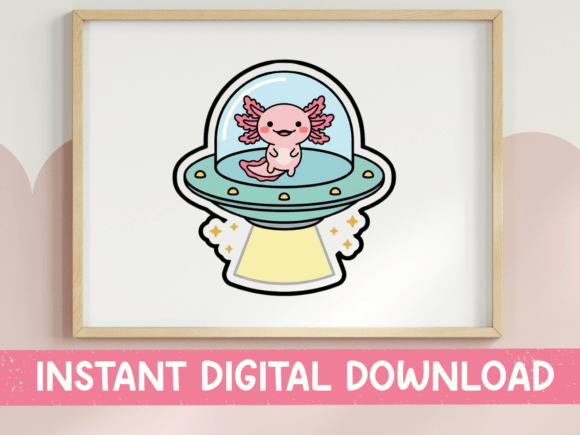 A Playful Axolotl UFO Graphic for Cute Craft Projects