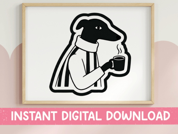 A Sleek Black Greyhound Coffee Mug Graphic for Modern Brands