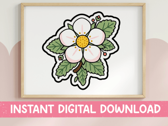 A Wild Rose Sticker for Editorial Graphics & T-Shirt Designs