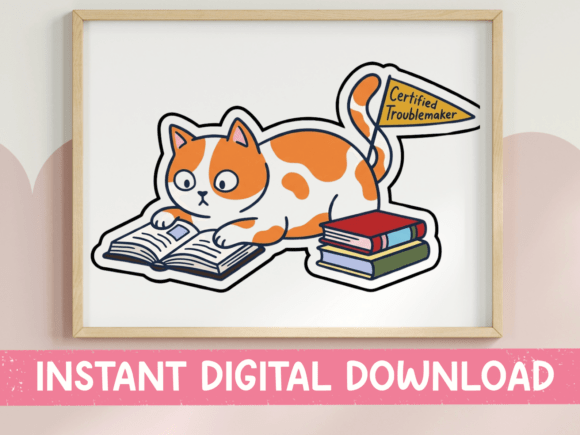 Certified Troublemaker: A Graphic Asset for Bookish T-Shirt Designs
