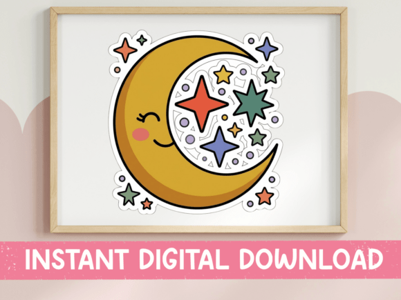 Cute Crescent Moon Sticker: Graphics for T-Shirt Designs