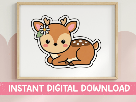 Cute Kawaii Fawn Graphics for Editorial & T-Shirt Designs