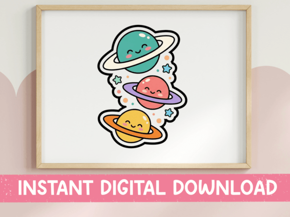 Cute Kawaii Planets: A Versatile T-Shirt Design and Graphics Asset