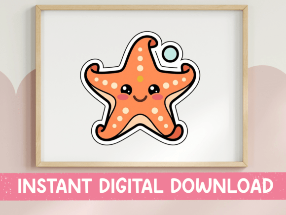 Cute Kawaii Starfish Graphics for T-Shirt Designs