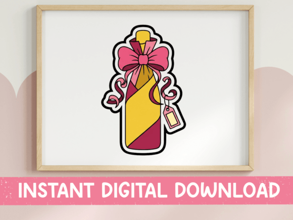 Gift Wrapped Wine Bottle Sticker for Packaging & Brand Graphics
