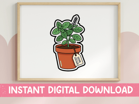 Home Grown Herb Pot Sticker: A Graphic for T-Shirt Designs