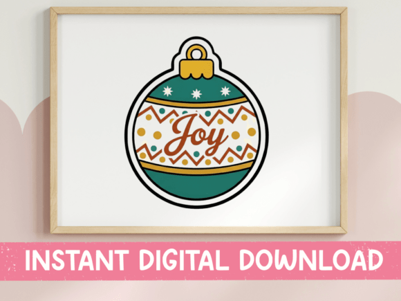 Joy Christmas Ornament Sticker for Graphics & T-Shirt Designs