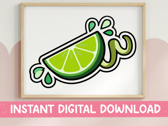 Juicy Lime Wedge Sticker: A Vibrant Graphic for T-Shirt Designs & More