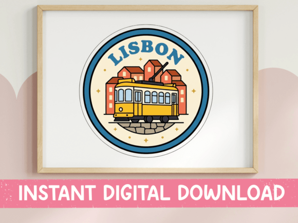Lisbon Tram Badge Graphics for T-Shirt Designs & Brand Assets
