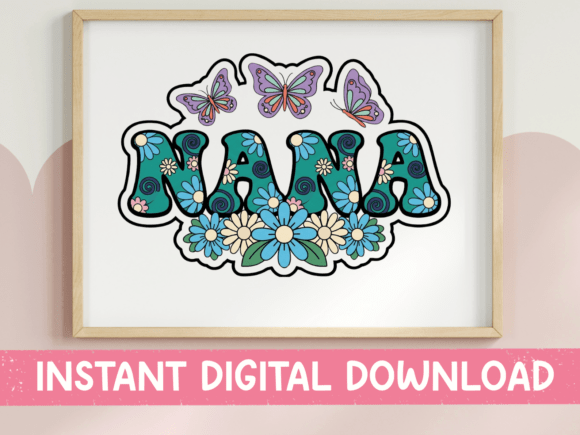 Nana Butterfly Floral Boho Sticker for T-Shirt Graphics