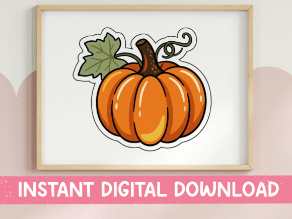 Orange Pumpkin Fall Sticker Design for T‑Shirt Graphics & Merch