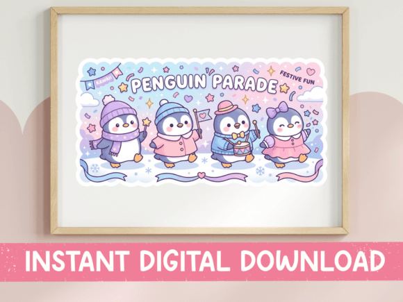 Penguin Parade Festive SVG: A Versatile Graphic for T-Shirt Designs
