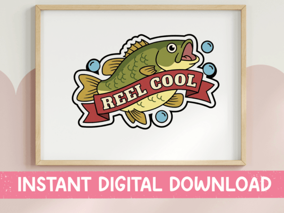 Reel Cool Bass Fish Sticker: A Graphic Review for Publishing