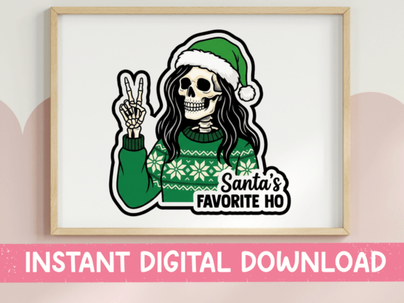 Santas Favorite Ho Skeleton Sticker Graphics for T-Shirt Designs