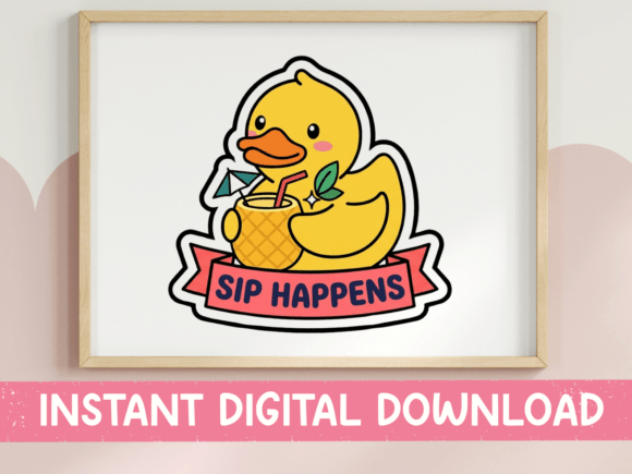 Sip Happens Duck: A Versatile Graphic for T-Shirts & Merch