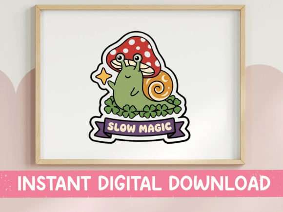 Slow Magic Snail Mushroom Sticker for Brand Graphics