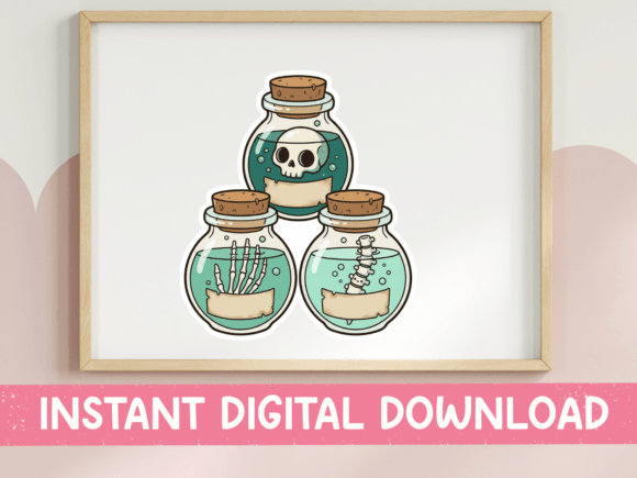 Spooky Skeleton Potion Jar Graphics for T-Shirt Designs