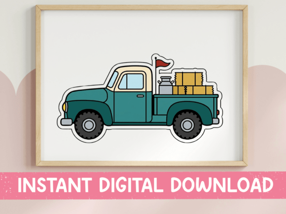 Teal Vintage Truck Graphics for Blog Design & Content