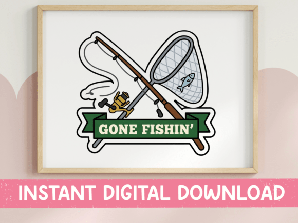 Using Gone Fishin Crossed Rods Graphics for T-Shirt Designs